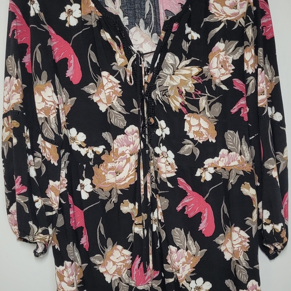 ESTABLISHED 1946 blouse with tie on bodice and crochet trims XL - Picture 5 of 8